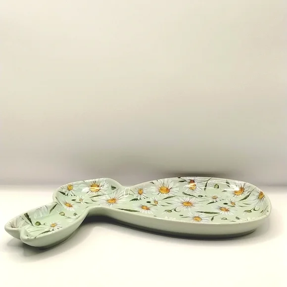 Pastel Green Bunny Daisy Decor Spoon Rest Plate - Picture 6 of 6
